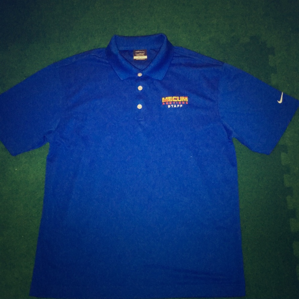 Nike Golf Dri-fit MEDIUM blue MECUM AUCTIONS polo